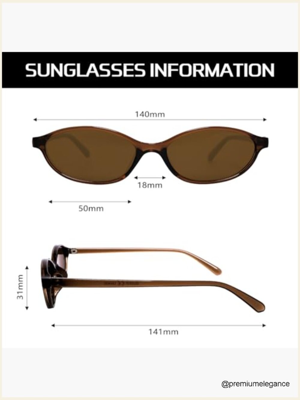 Retro Oval Cat Eye Sunglasses UV Protection Lightweight Narrow Shades Trendy - Picture 5 of 7